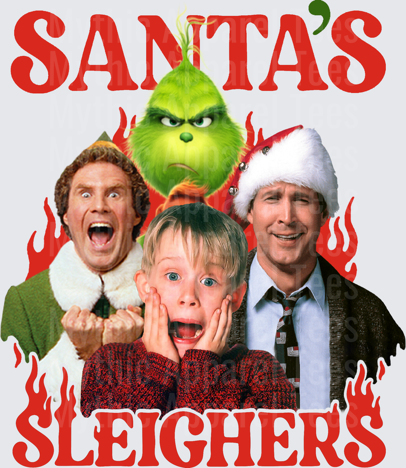 Santa's Sleighers Christmas Movie Characters Buddy the Elf Grinch Kevin McCallister Clark Griswold Holiday Mashup