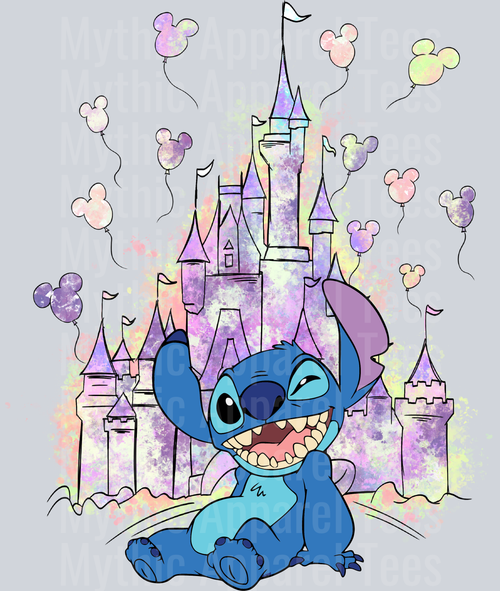 Stitch Purple Castle DTF Disney Transfers