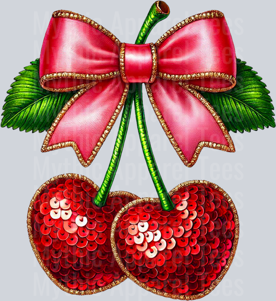 Cherries Bow with Green Leaves Style Combo Valentines Day Design