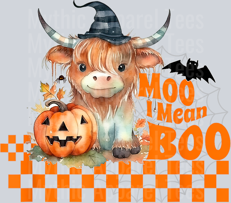Cute Halloween Scottish Highland Baby Cow for Fall Pumpkin T-Shirt