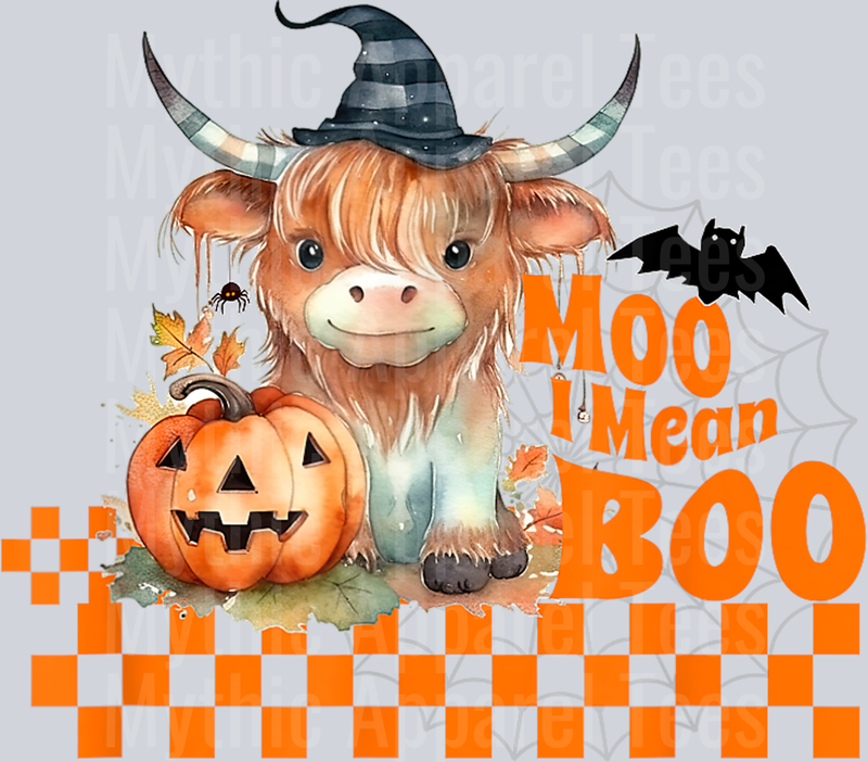 Cute Halloween Scottish Highland Baby Cow for Fall Pumpkin T-Shirt