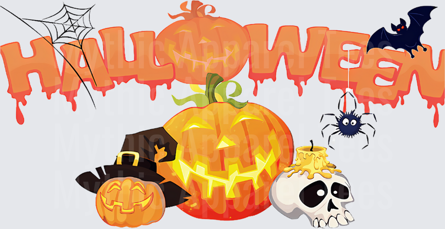 Halloween Dripping Letter Sign with Jack-O-Lanterns Witch Hat Skull Candle Bat and Spider Web