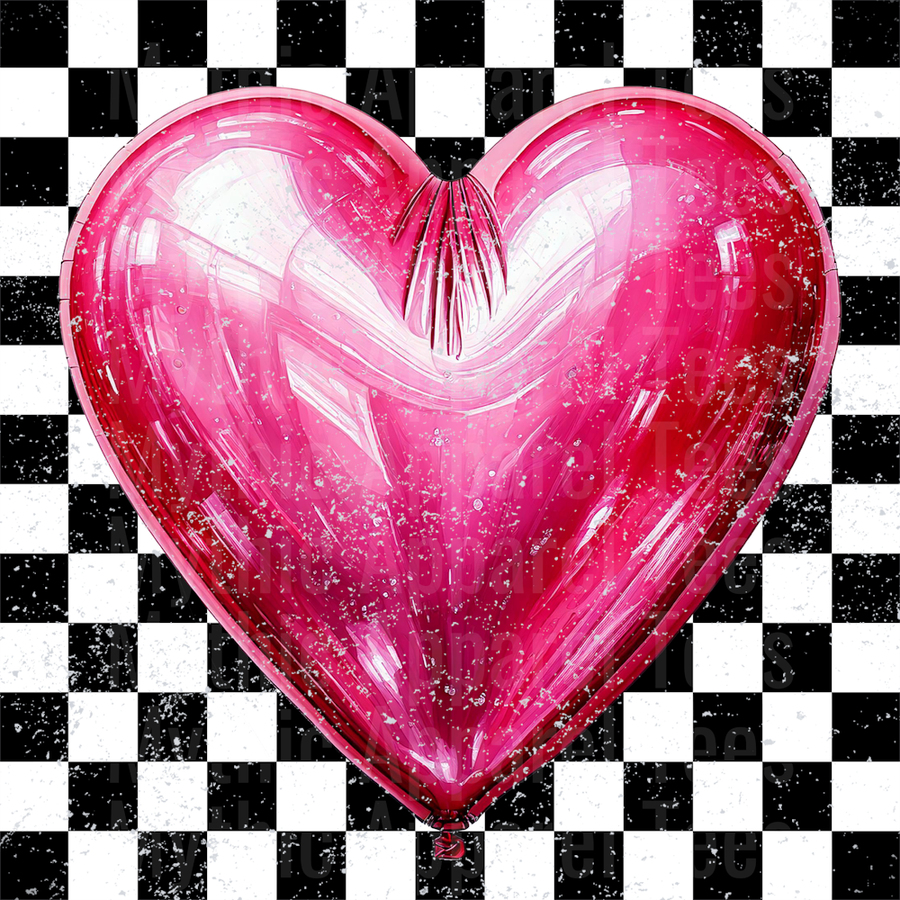 Checkered Balloon Heart Style Combo Valentines Day Design
