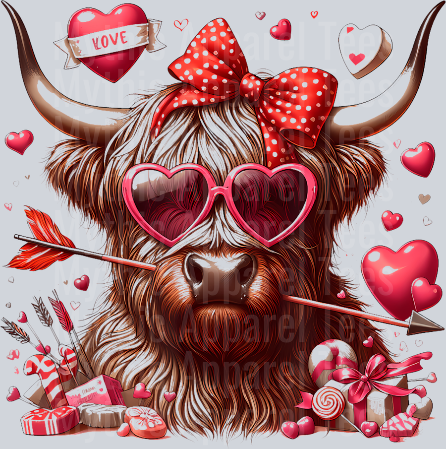 181 Highland Cow Valentine_S Day Women Girls Farmer Cow Lovers T-Shirt