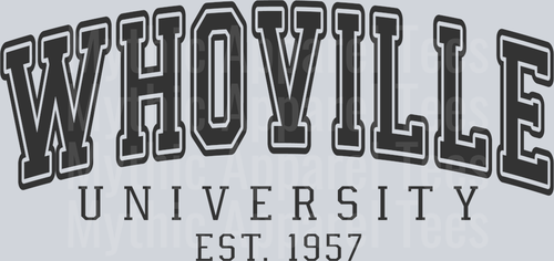 Whoville University Black Letters Christmas DTF Grinch Transfers