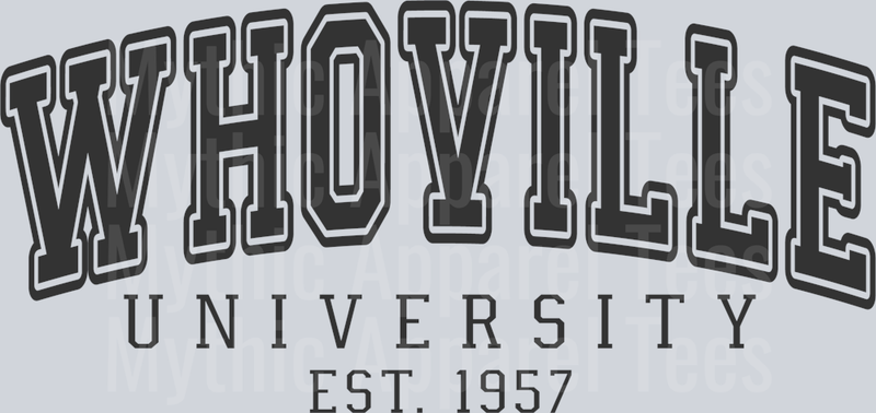 Whoville University Black Letters Christmas DTF Grinch Transfers
