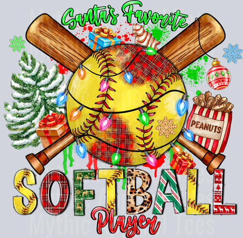 Santa's Favorite Softball Player Christmas
