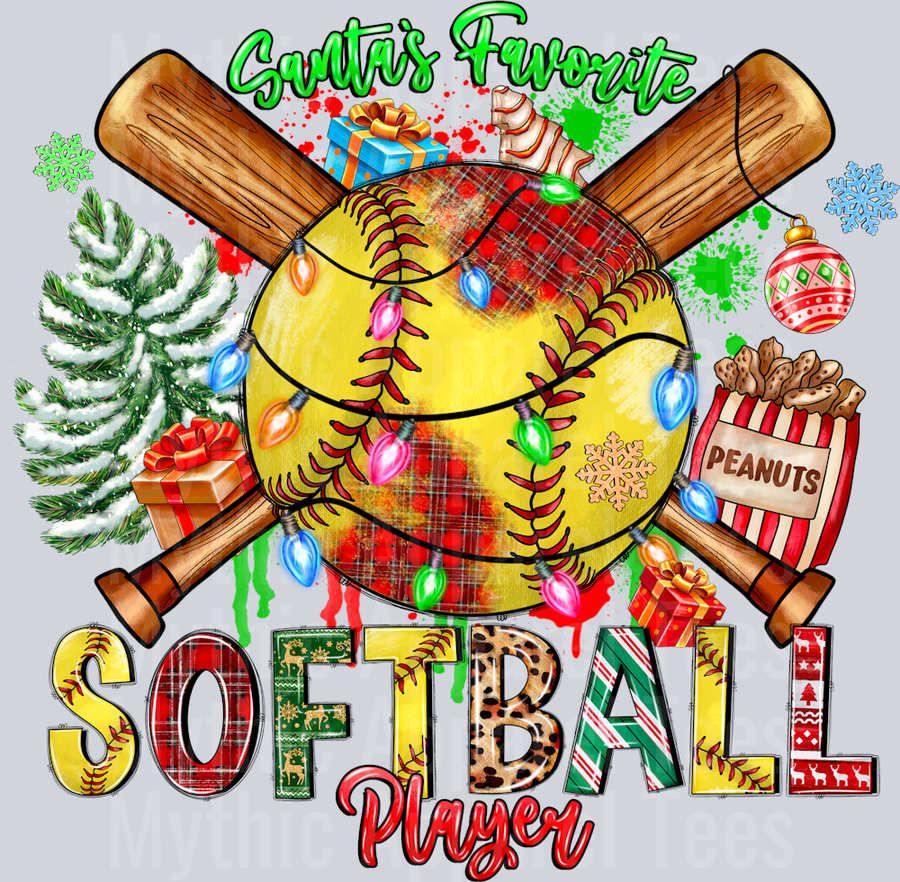 Santa's Favorite Softball Player Christmas