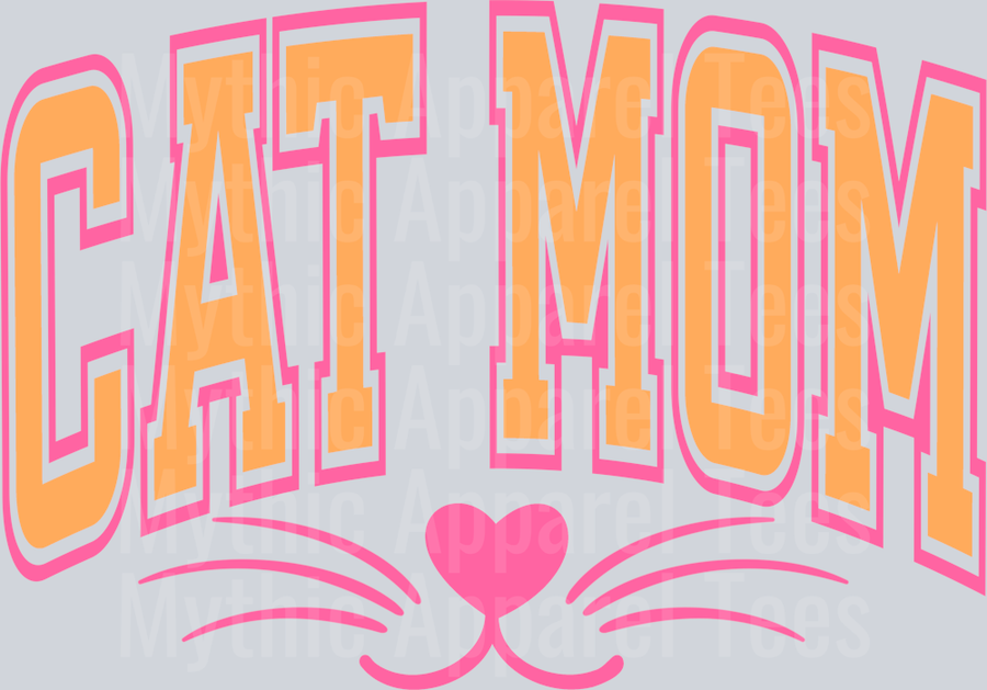 Cat Mom Orange and Pink Varsity Letters