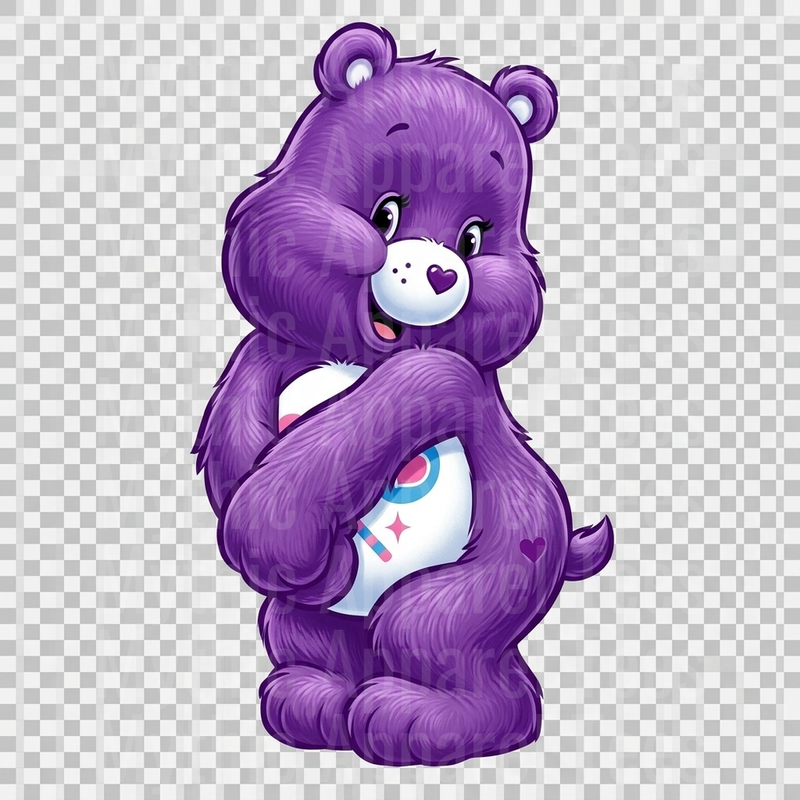 Care Bears Share Bear Purple Hugging Pose Belly Badge