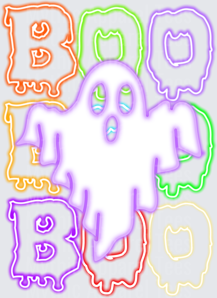 Halloween Neon Glow BOO Ghost Colorful Layered Letters