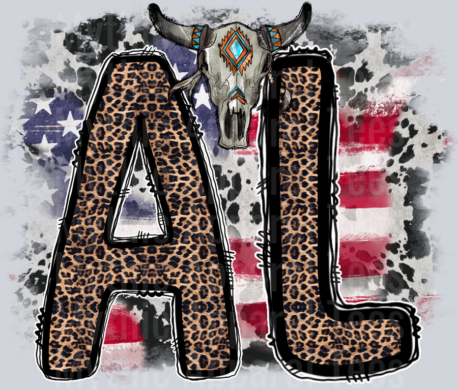 Western American Flag Alabama AL 4th of July DTF Patriotic Transfers