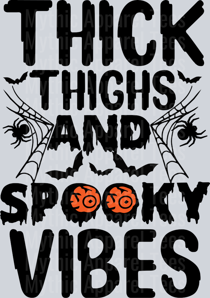 Thick Thighs Spooky Vibes Funny Halloween Party t-shirt design