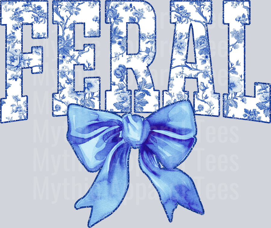 Light Blue Feral College Font With Bow Floral Pattern Feral Life