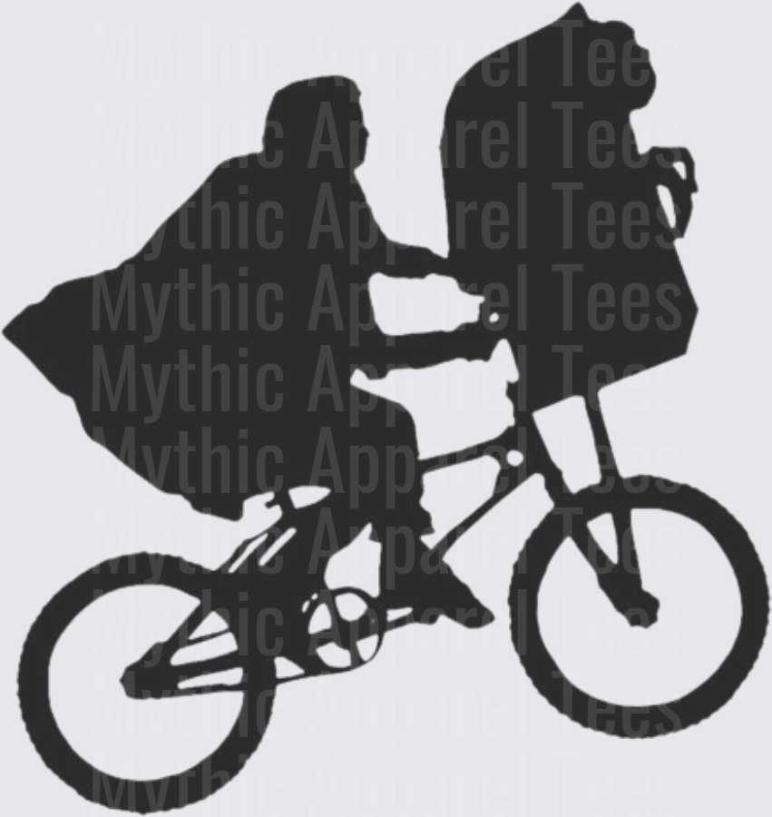 ET The Extra-Terrestrial Iconic Bicycle Silhouette with Bear in Basket