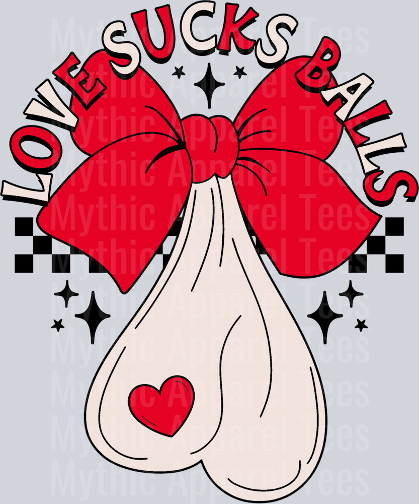 Love Sucks Balls Wavy Retro Funny Designs Valentines Day Sequin