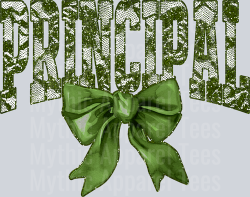 Olive Green Lace Principal St Patrick's Day College Font Floral and shamrock pattern
