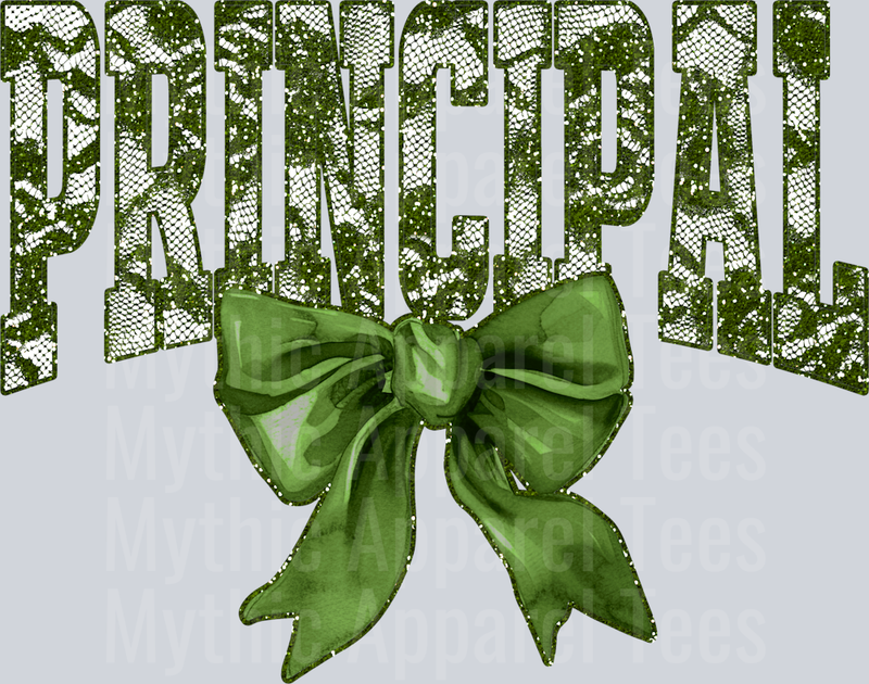 Olive Green Lace Principal St Patrick's Day College Font Floral and shamrock pattern