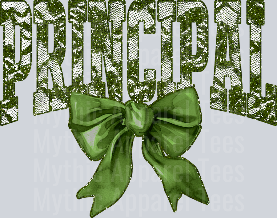 Olive Green Lace Principal St Patrick's Day College Font Floral and shamrock pattern