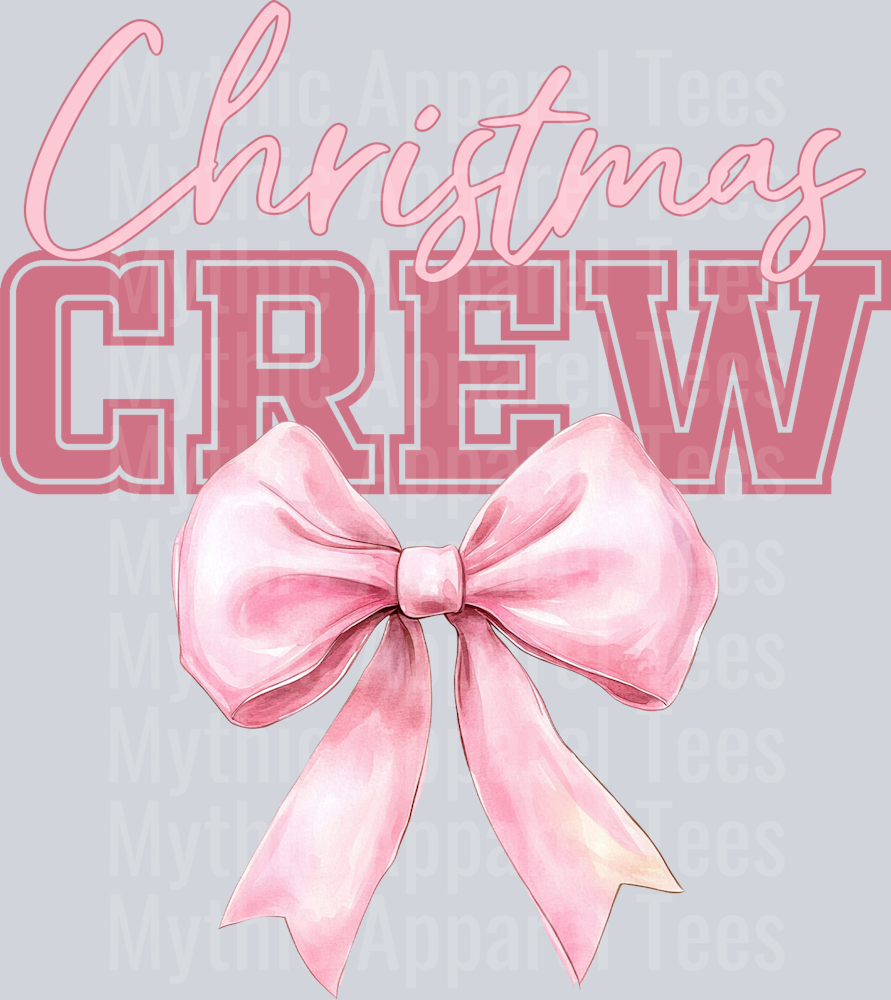 Christmas Crew Pink bow with bold font DTF Christmas Transfers