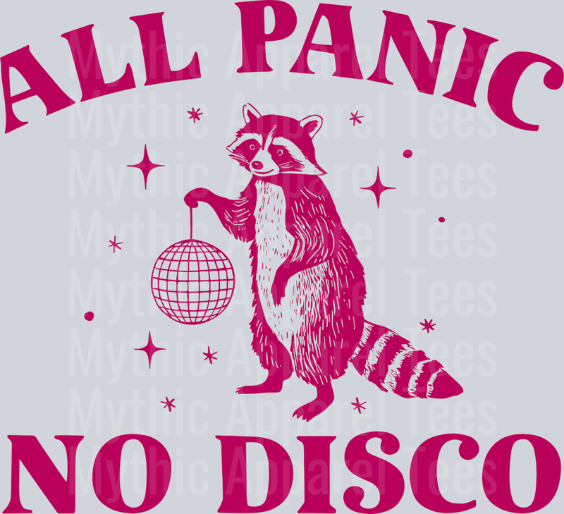 All Panic No Disco Raccoon with Disco ball Dark Pink DTF Raccoon Transfers