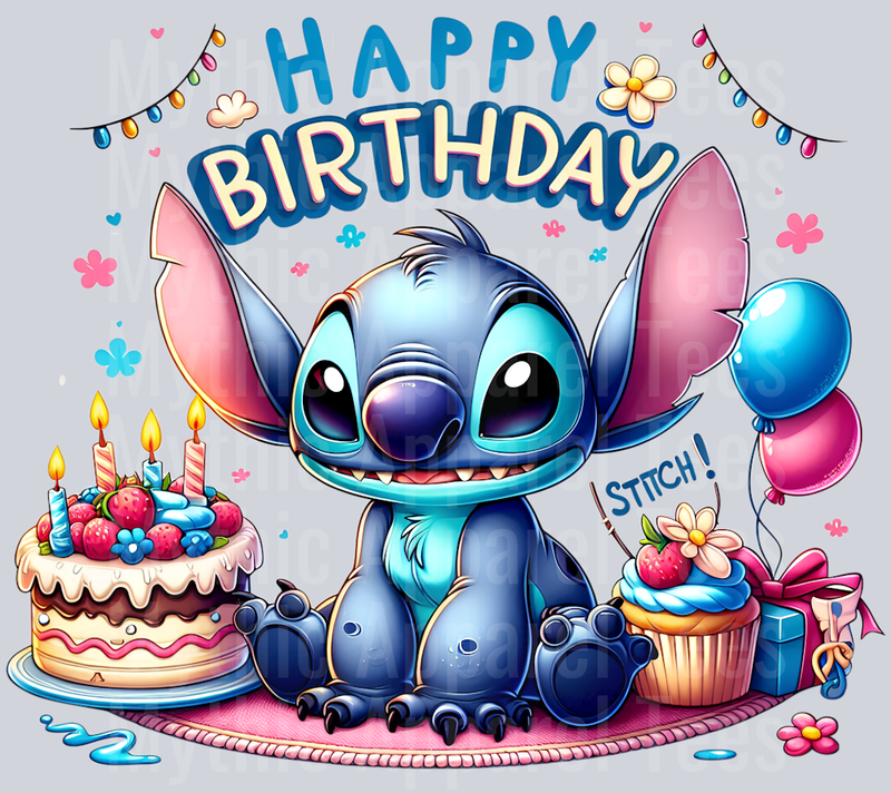 Stitch Birthday Transfer 3 DTF Stitch Birthday Transfers