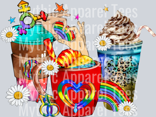 Rainbow, heart and peace sign LGBTQ+ Transfer