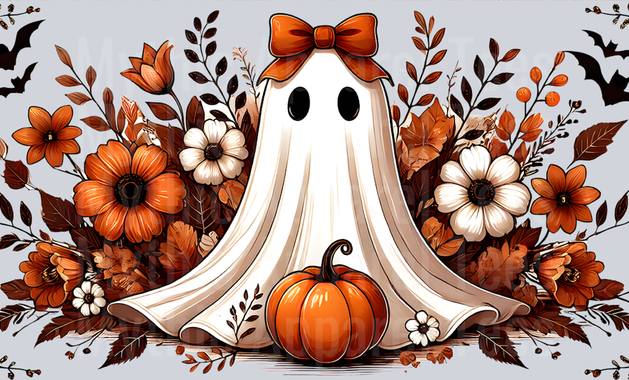 Pumpkin ghost floral 16oz