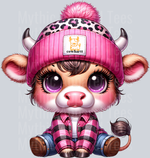 Cowhartt Highland Cow, Pink and Brown, Cute Animal Designs, Farm Life, Rustic Style, Animal Transfers, DTF Transfer