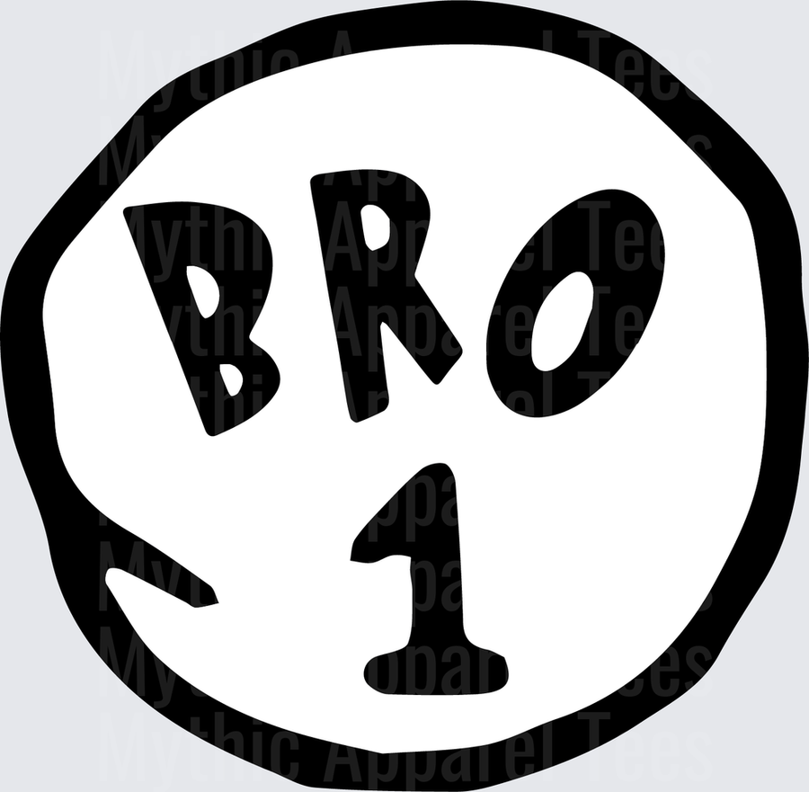 DR Seuss Thing Bro 1 Circle Badge Black and White