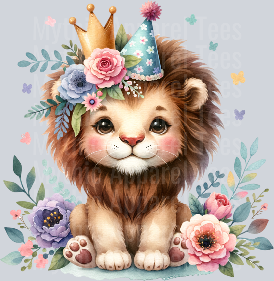 BABY LION IN PARTY HAT CLIPART