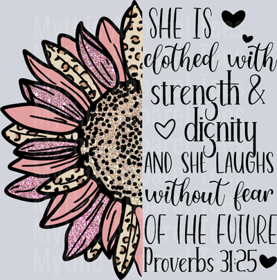 Proverbs sunflower leopard pink DTF Religious Transfers