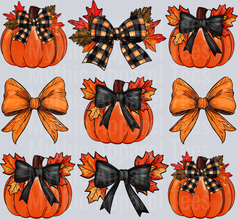 Fall bow pumpkin coquette DTF Fall Transfers