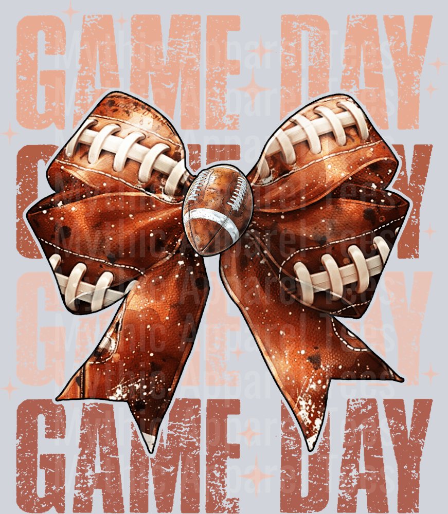 Gameday Football with ribbon and repeating words DTF Football Transfers