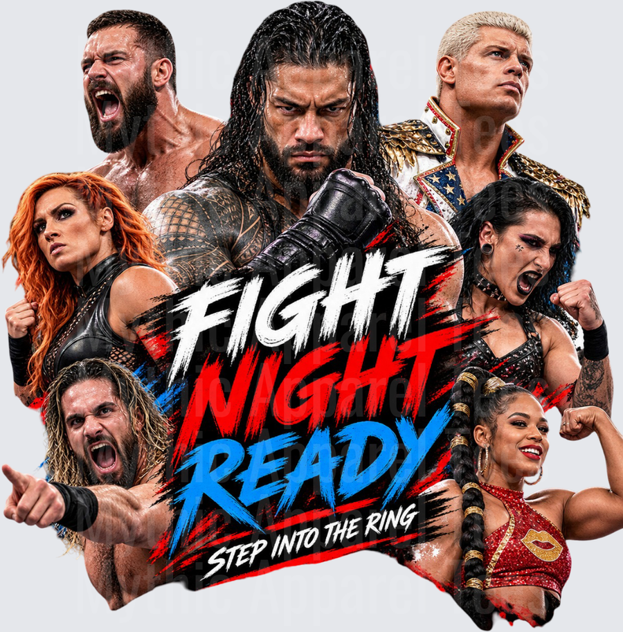 WWE Fight Night Ready Step Into The Ring Roman Reigns Cody Rhodes Becky Lynch Seth Rollins Bianca Belair Multi Superstar Collage