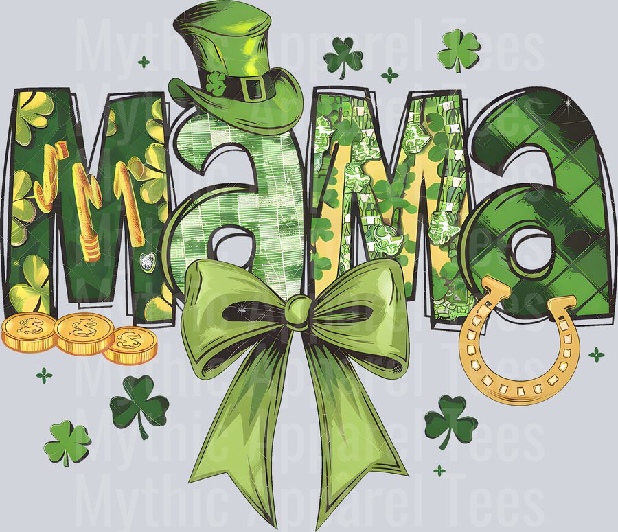 mama patrick Green bow and horseshoe DTF St. Patrick's Day Transfers