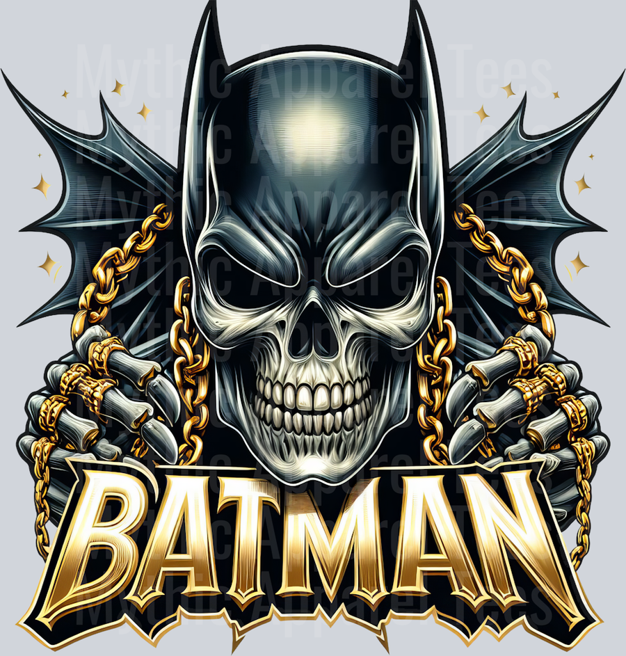 Batman Gold Chains 3 Skull Pt 2 DTF Superhero Transfers