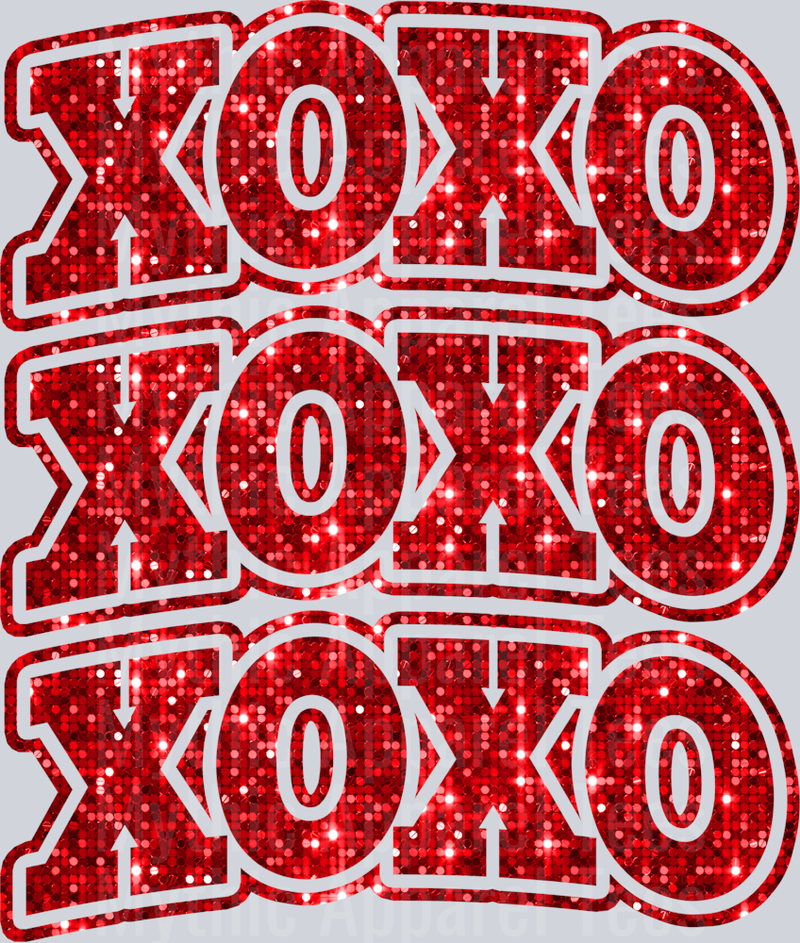 XOXO Wavy Retro Funny Designs Valentines Day Sequin