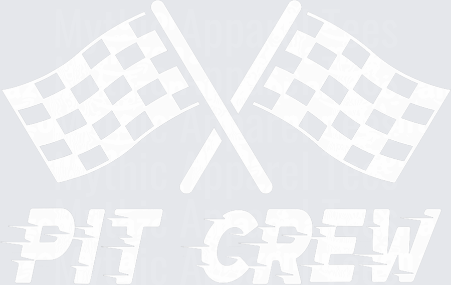 Crossed Checkered Racing Flags Pit Crew Bold Italic Text Design