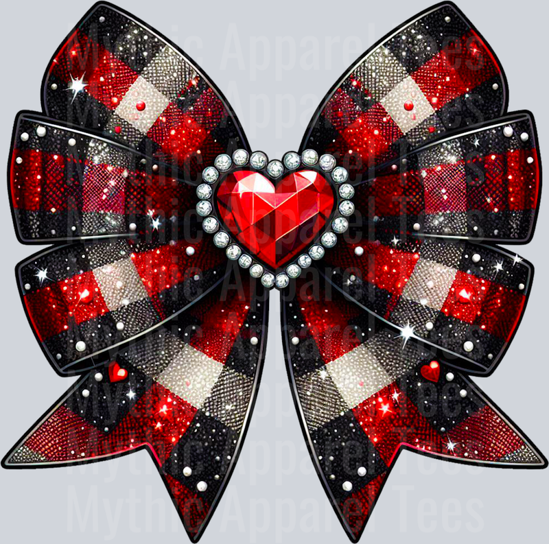 Bow Red Black and Plaid Style Combo Valentines Day Design