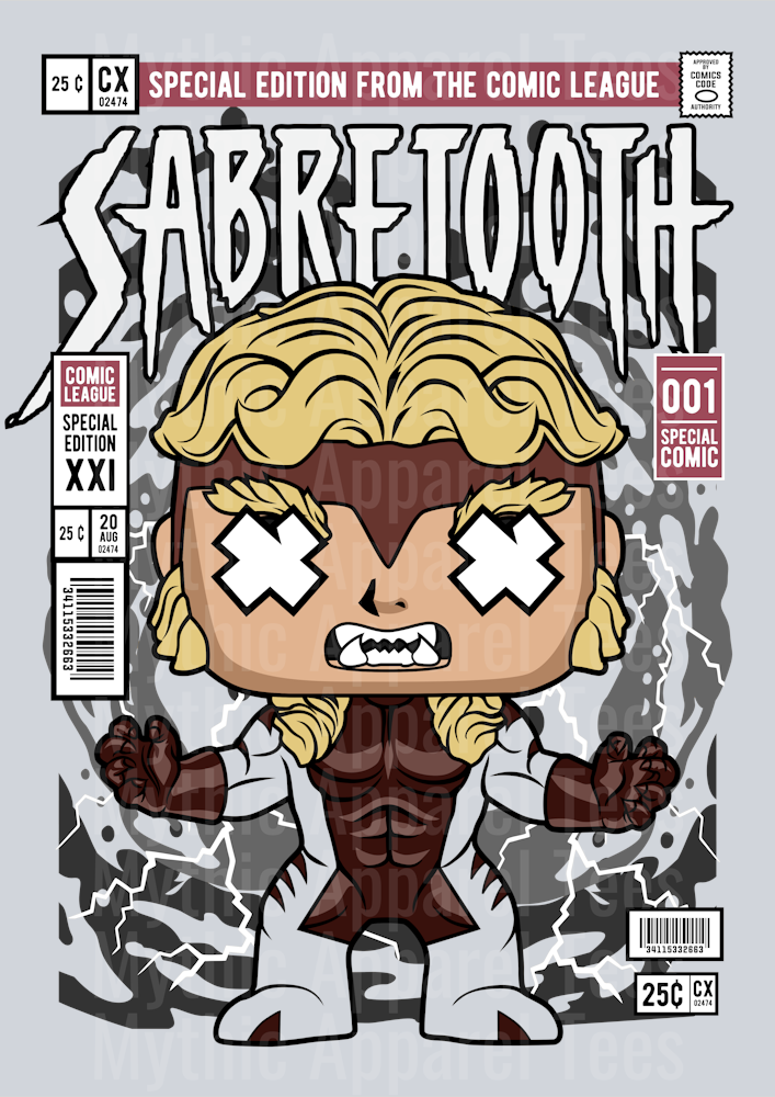 Sabretooth Comic Book Cover STYLE DTF Pop Culture Transfers