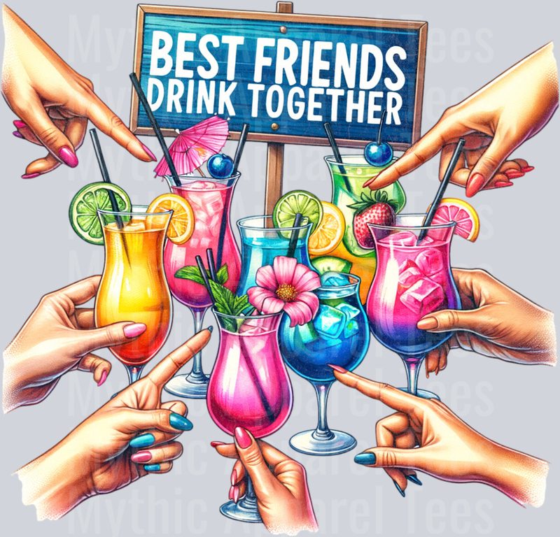 Best Friends Drink Together DTF Drinking Transfers
