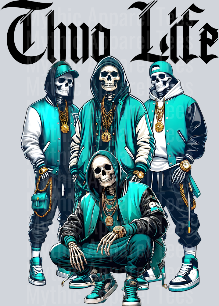 Skeleton Thug Life Skull Halloween DTF Thug Life Transfers