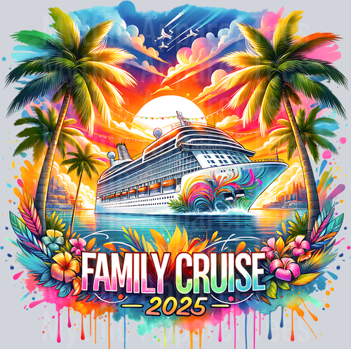 Cruise 2025 Family Sunset with Drip DTF Cruise Transfers