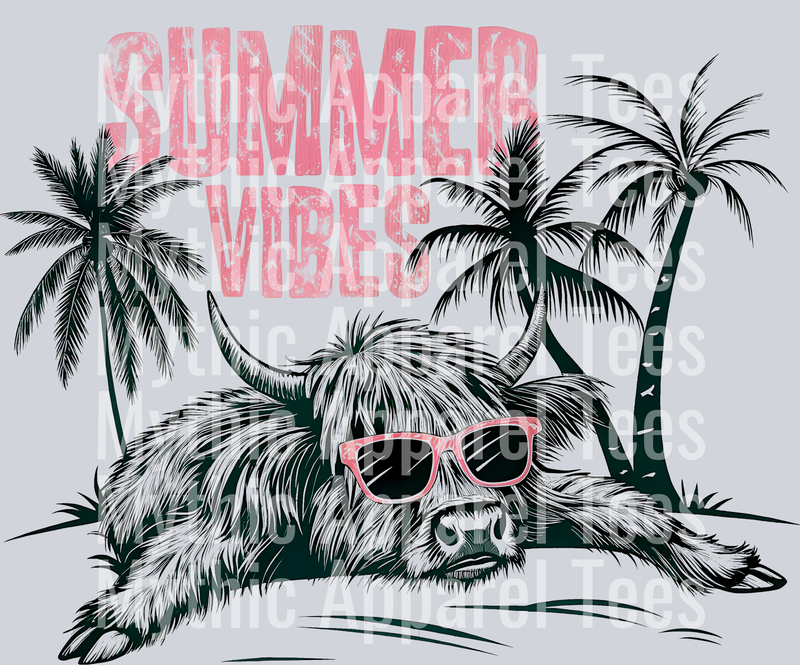 Summer vibes Highland Cow Summer Transfer