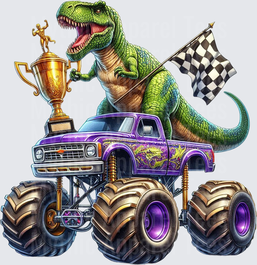 T-Rex Champion Monster Truck Winner Trophy Checkered Flag