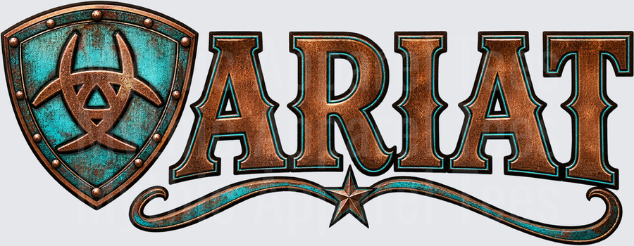 Ariat Rustic Copper and Turquoise Shield Logo with Western Star Scroll Accent