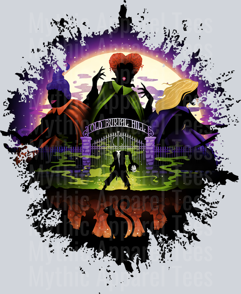 Hocus Pocus Sanderson Sisters Dark Silhouette Color Splash Crystal Ball Vision