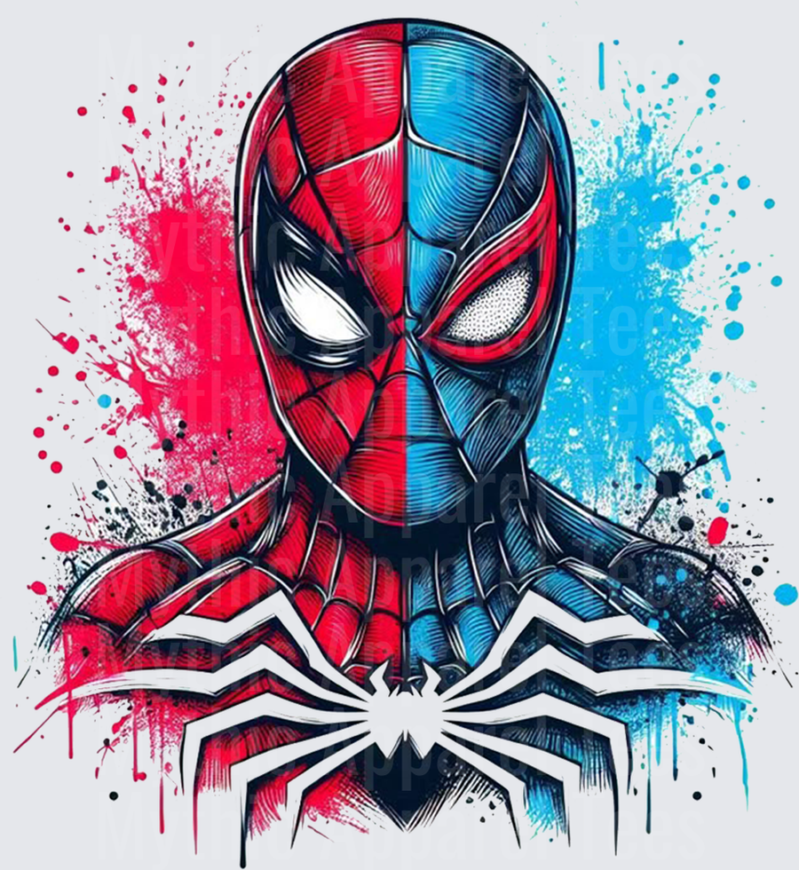 Marvel Super Heroes Spider-Man Split Red Blue Paint Splatter