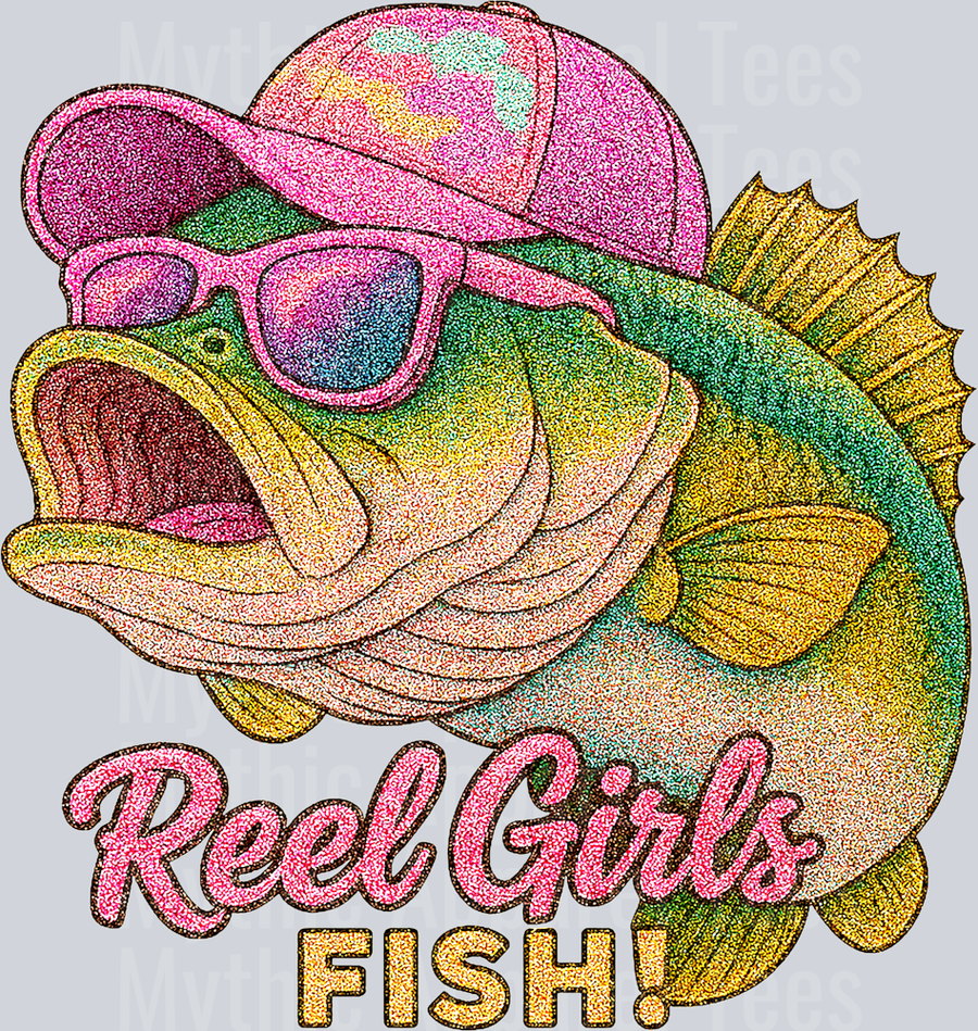 Reel girls fish Glitter DTF Fishing Transfers